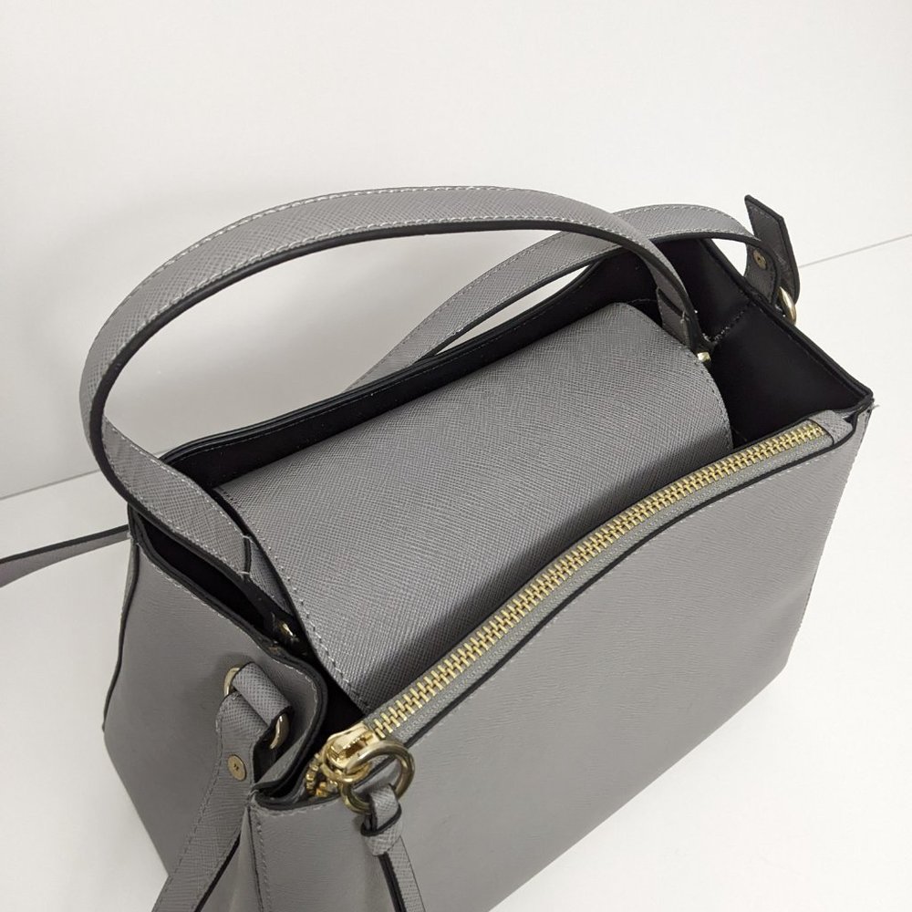 Zara Basic Collection Gray Handbag Crossbody Adju… - image 5